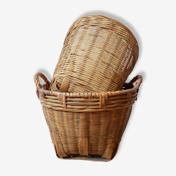 2 cache-pots en rotin et bambou