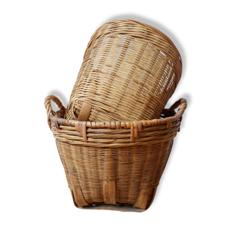 2 rattan & bamboo baskets