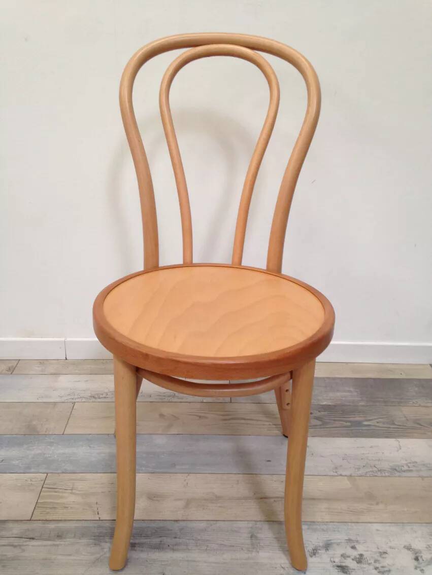 Pair of curved wooden bistro chairs