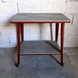 Vintage multifunction service / side table on wooden wheels 50 years 60