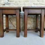 Set of 4 solid wood stools, bistro, 60s