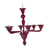 1990s Contemporary Translucent Red Murano Glass Chandelier
