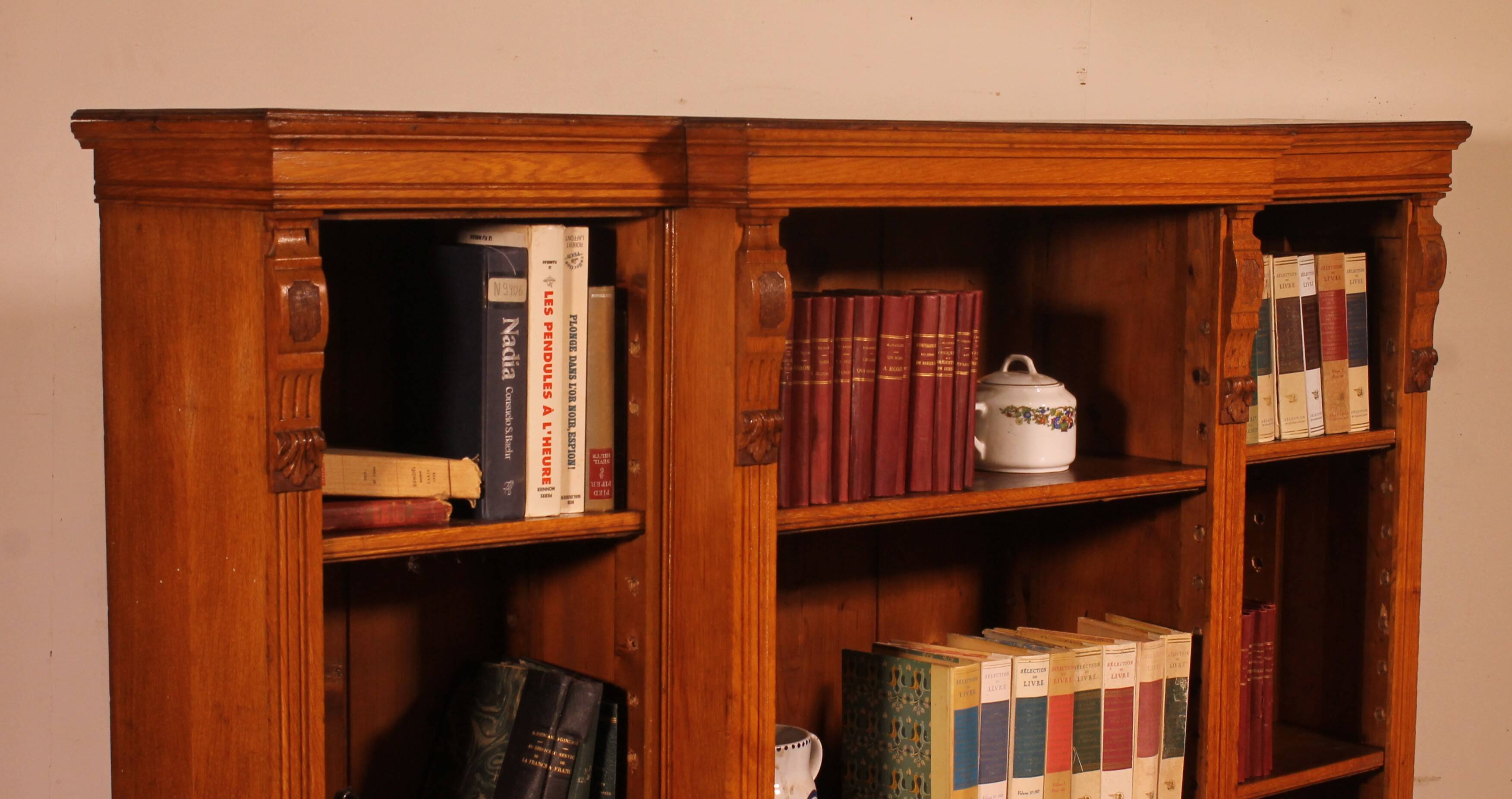 bibliothèque ouverte en chêne claire-19° siècle