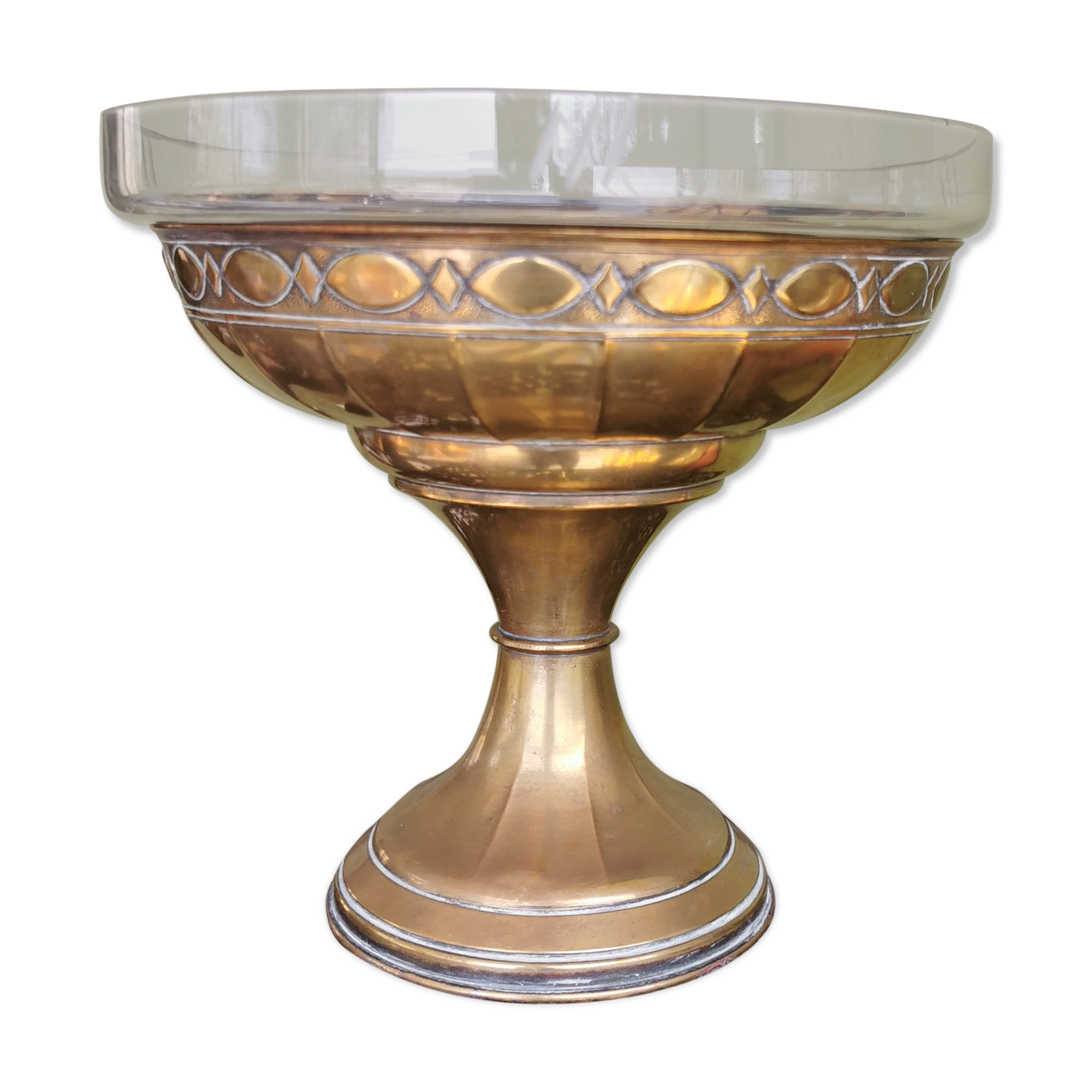 Brass and glass cup