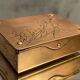 German compartmentalized stamp box early twentieth GHG Gesch holly leaf