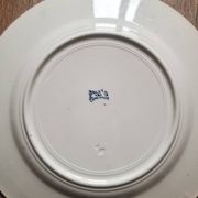 5 iron earthenware flat plates, KG Lunéville, Oeillet, 1900