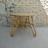 Rattan tripod pedestal table, 1960