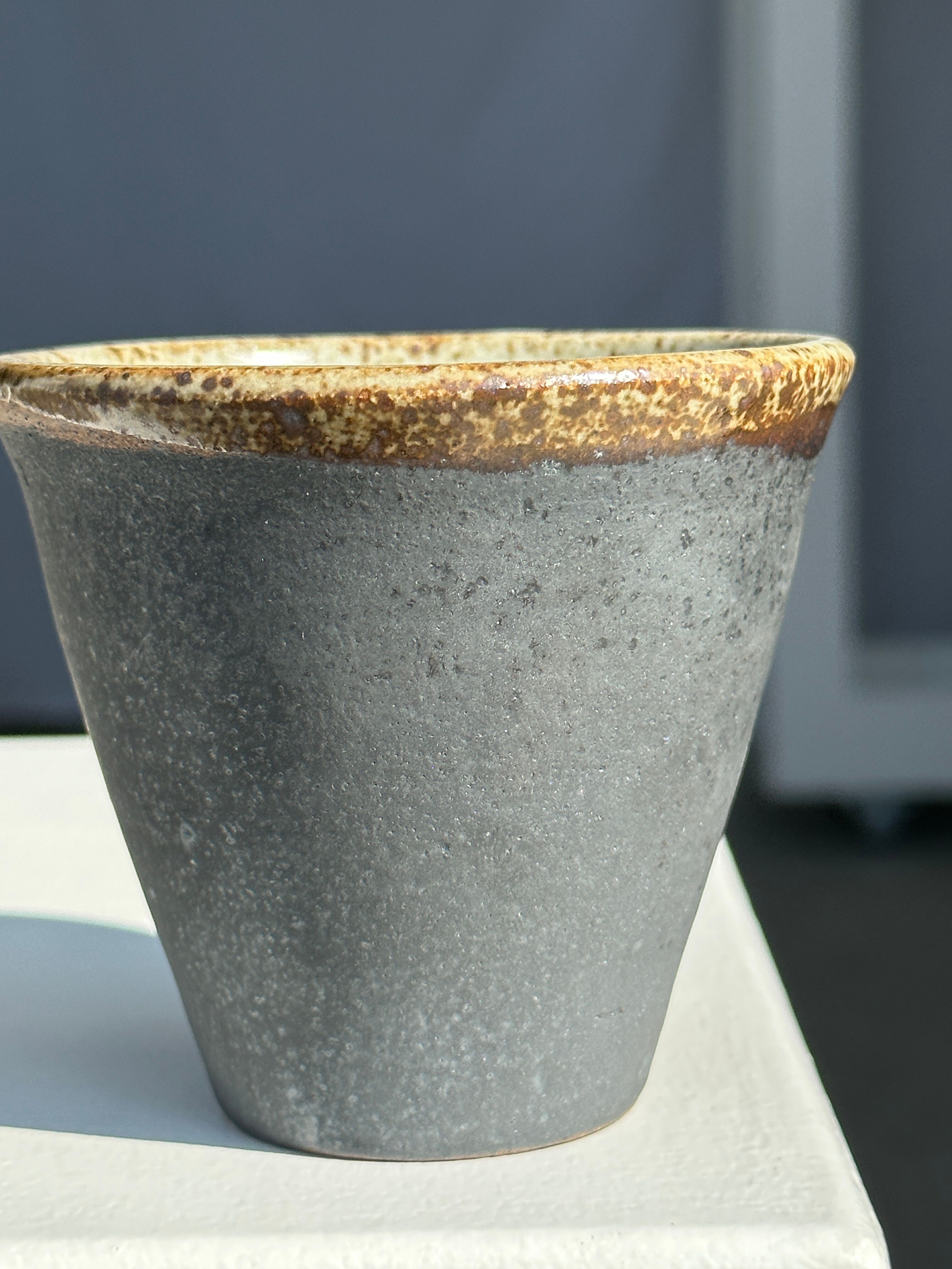 Set of 3 cups / mug in Indonesian ceramic (black, matte brown & speckled glazed)