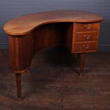 Walnut kidney desk by Tibergaard Nielsen, Denmark, c.1950