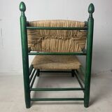 French straw rush low lounge chair in the style of Charles Dudouyt, 1950s