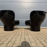 2x Chaise Joe Colombo Elda Longhi noir sur noir, état showroom !