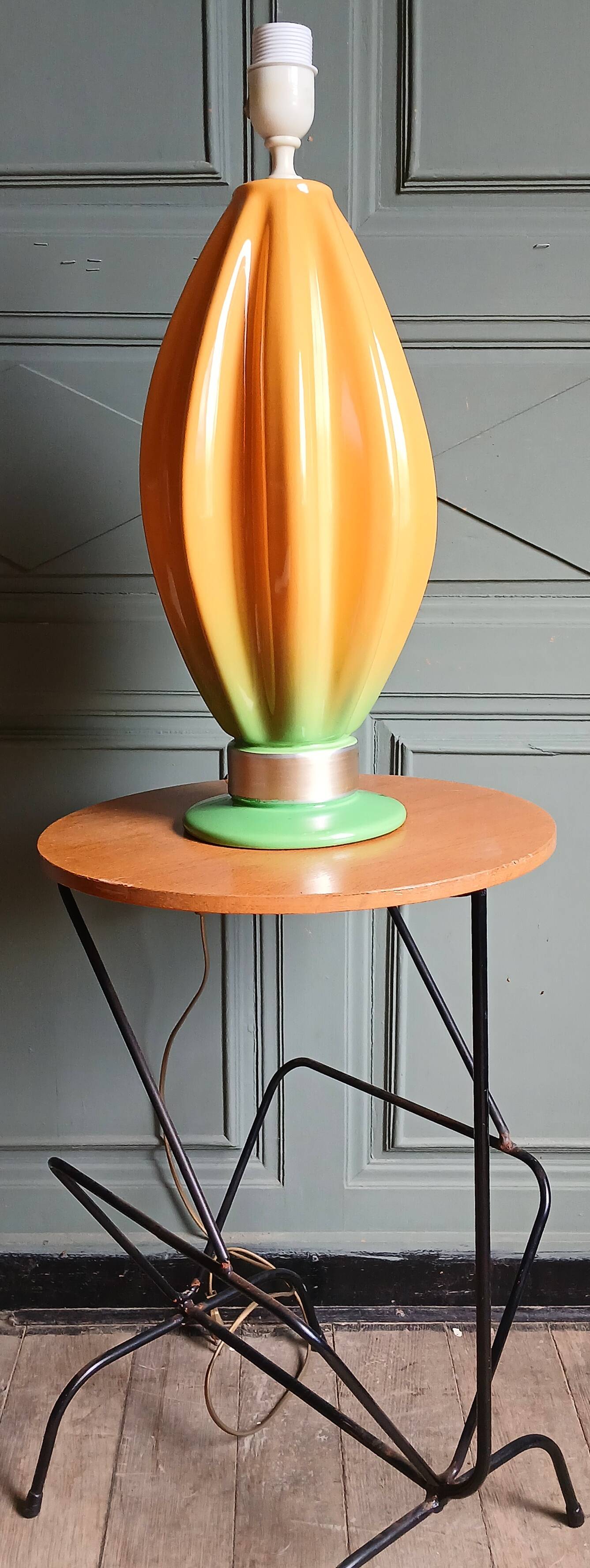 Pied de lampe Italien Viva Villa "Khéops" en céramique, Vers 1980