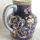 Old cream jug Gien Renaissance blue background 1938/1960