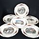 Sarreguemines set of 6 flat plates Obernai village Alsace by Loux
