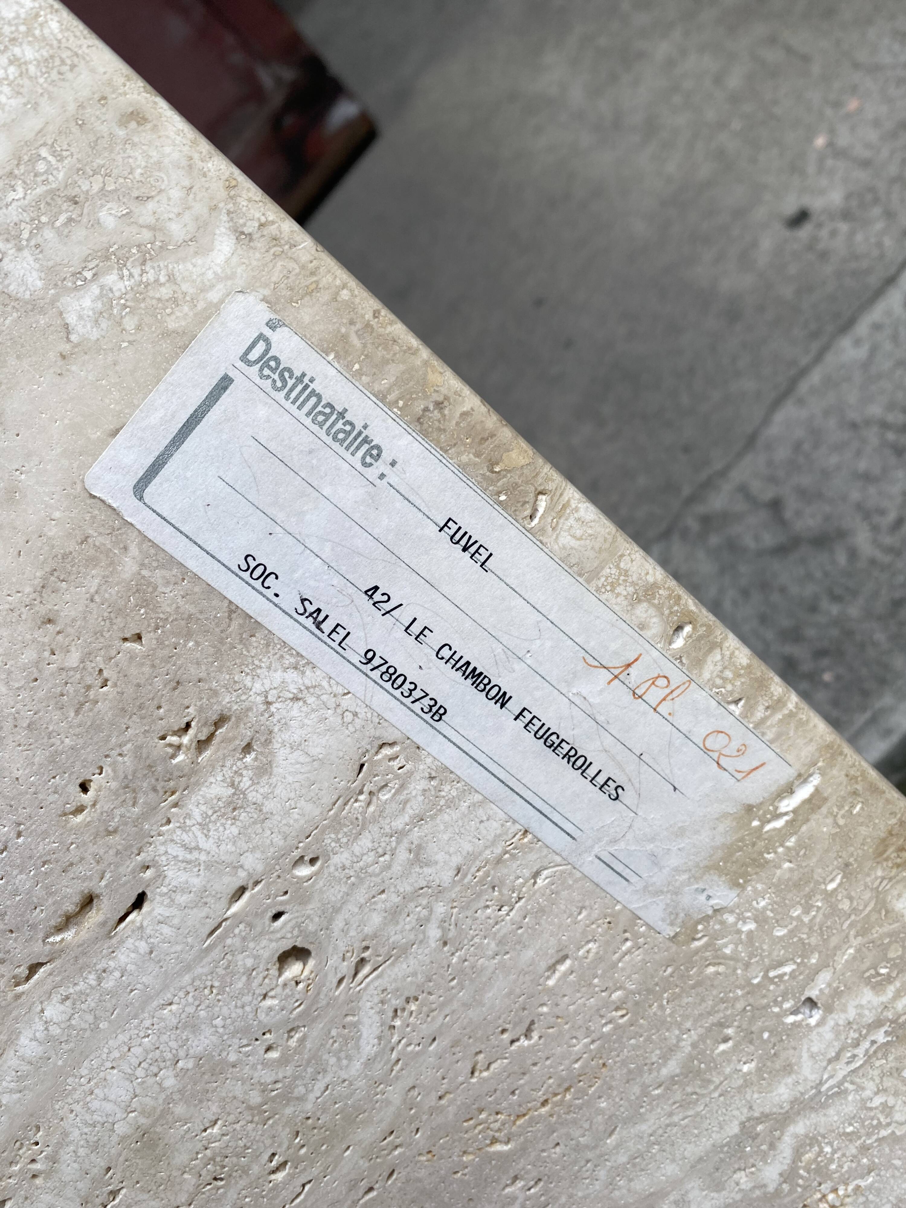 Rectangular travertine coffee table