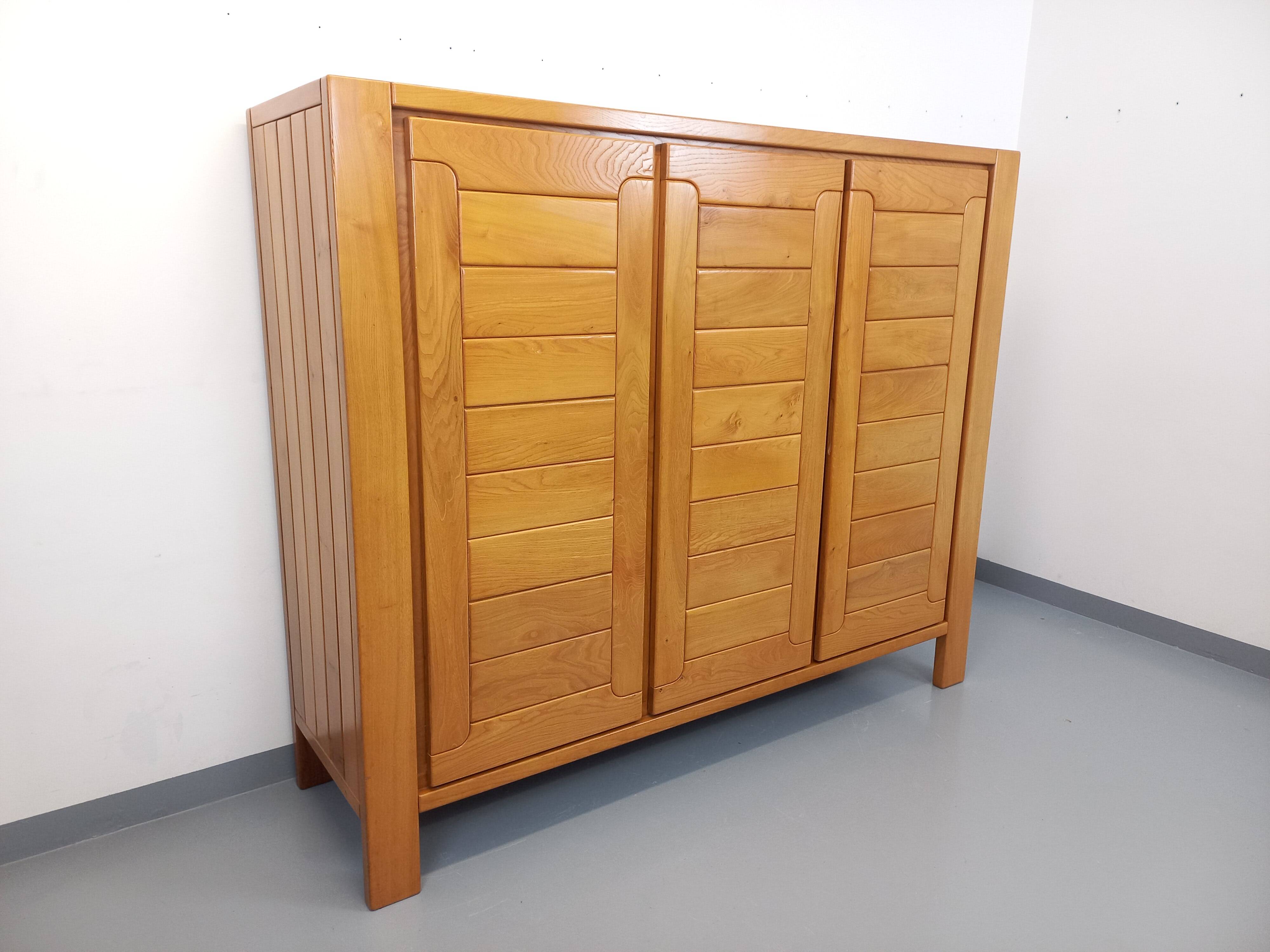 Vintage Maison Regain elm wardrobe from the 70s and 80s