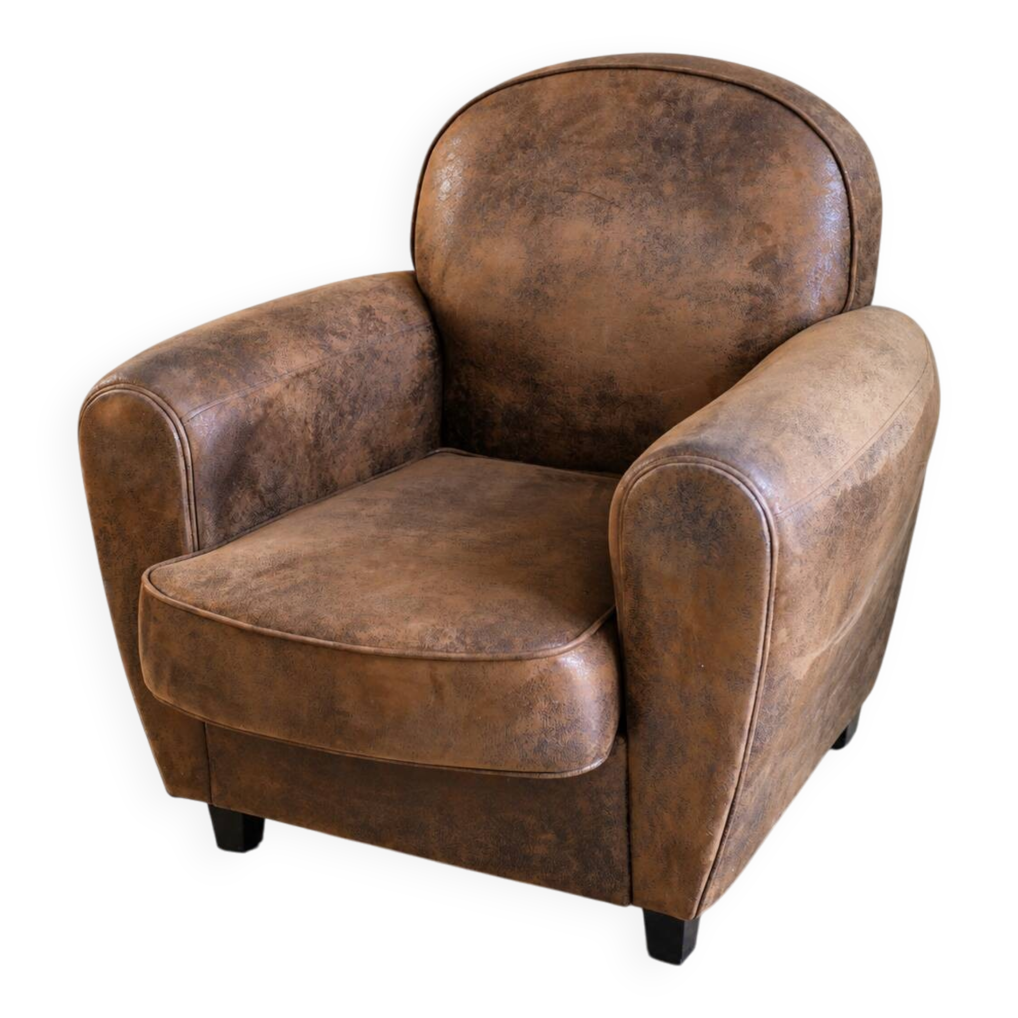 Club armchair in suede effect
