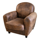 Club armchair in suede effect