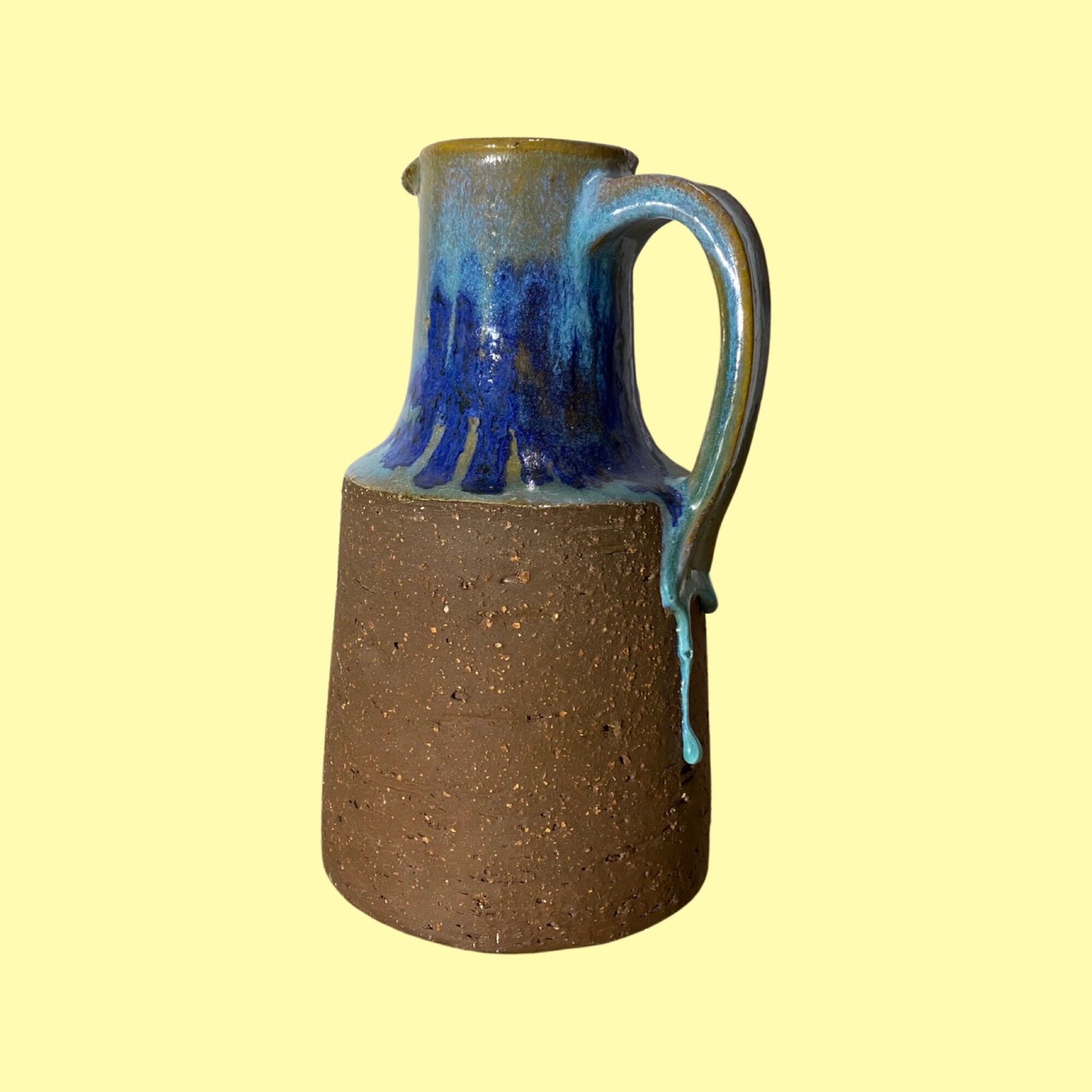 Blue Dripping Ceramic Pottery Made In Denmark | Beautiful Vintage Ceramic Vase - Unique Handmade