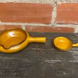 Lot of 6 Vallauris VALFLAM Vintage Enamelled Terracotta Pans #D