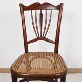 Ancienne chaise de bistrot en cannage, estampillée fischel
