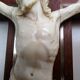 Crucifix 19th century wood brass - carved Christ