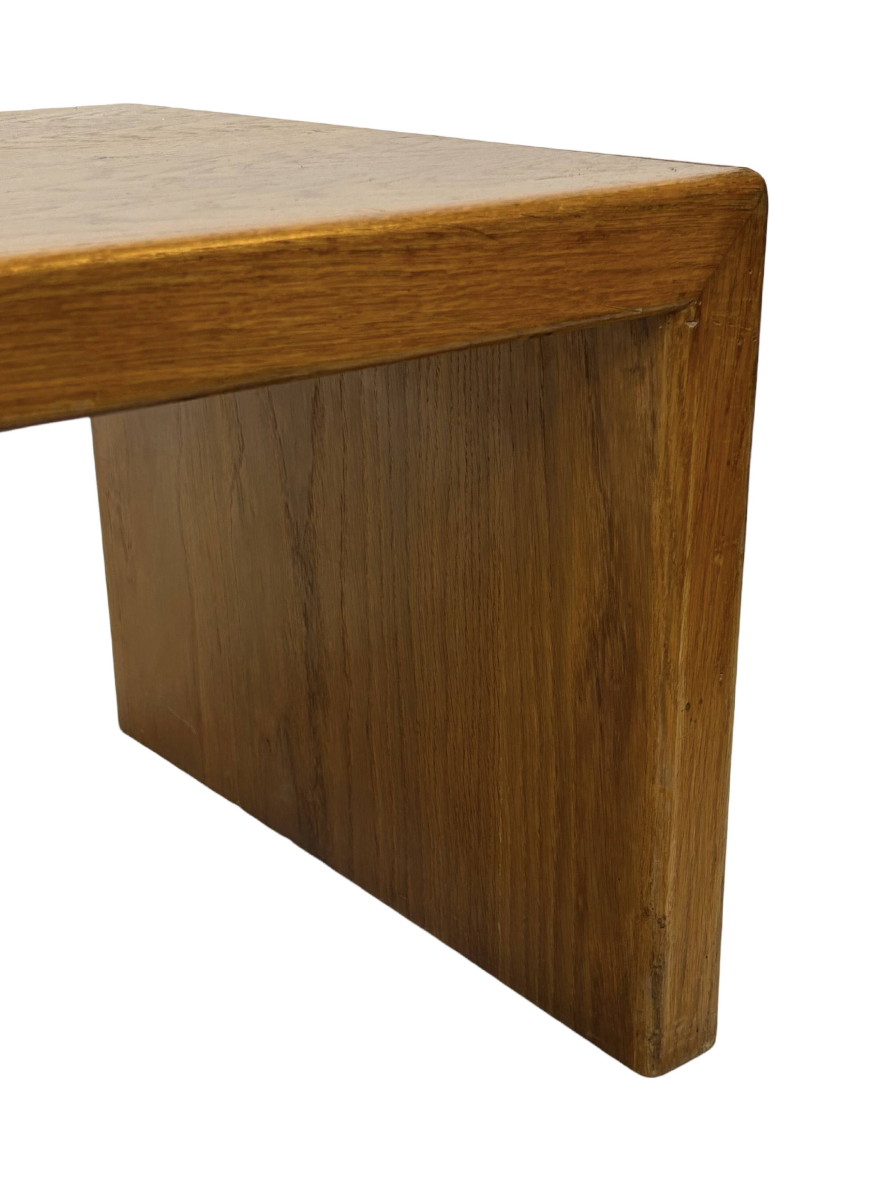 Minimalist vintage teak wood small solid bench