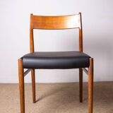 Series of 6 Danish chairs in Teak and Skai new, model 418 by Arne Vodder for Sibast 1960.