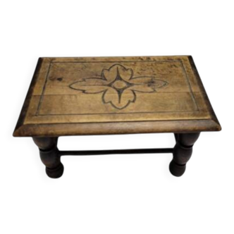 Antique carved wooden footrest