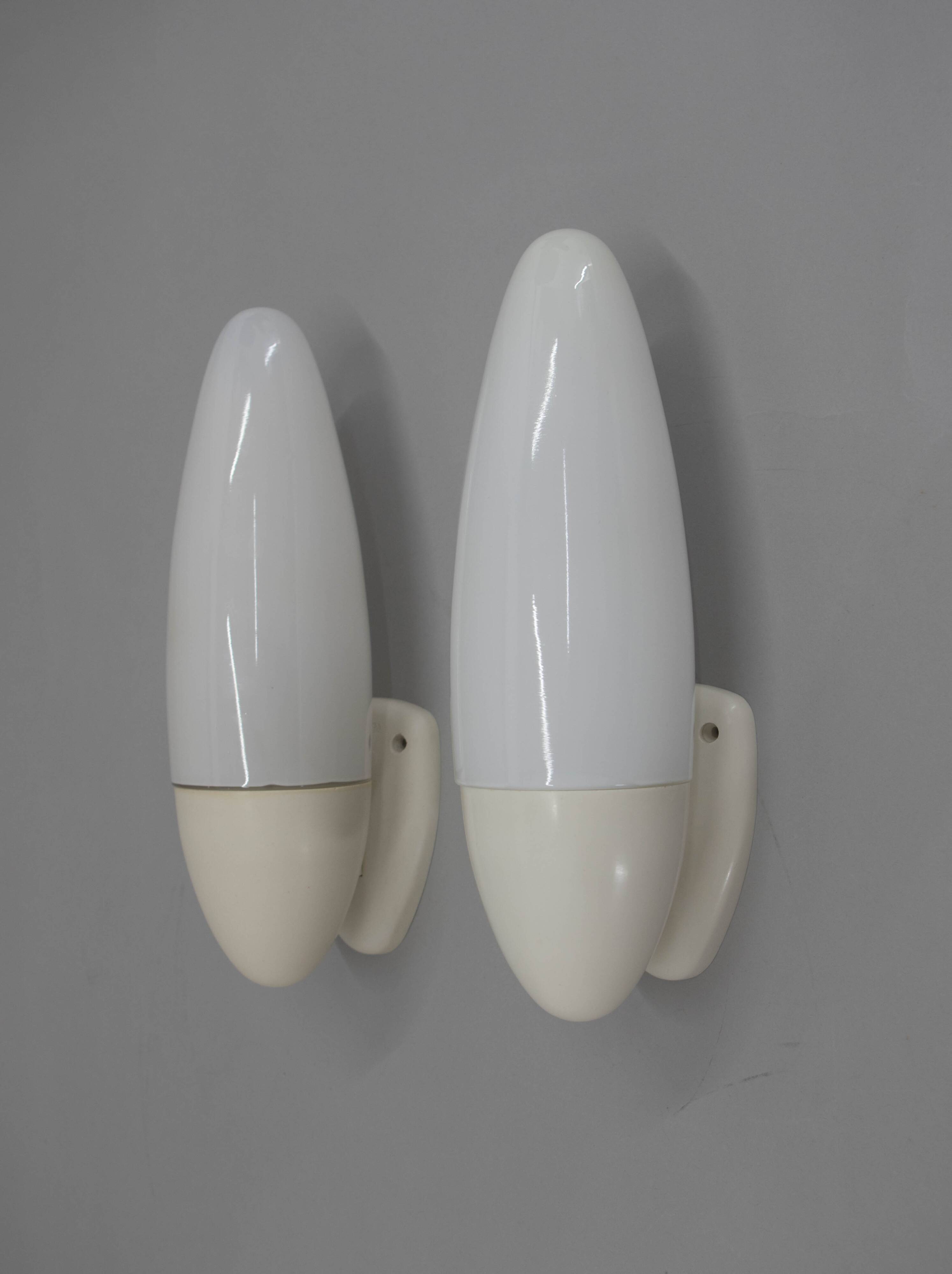 Set of Two Space Age Wall Lamps, Czechoslovakia, 1960s