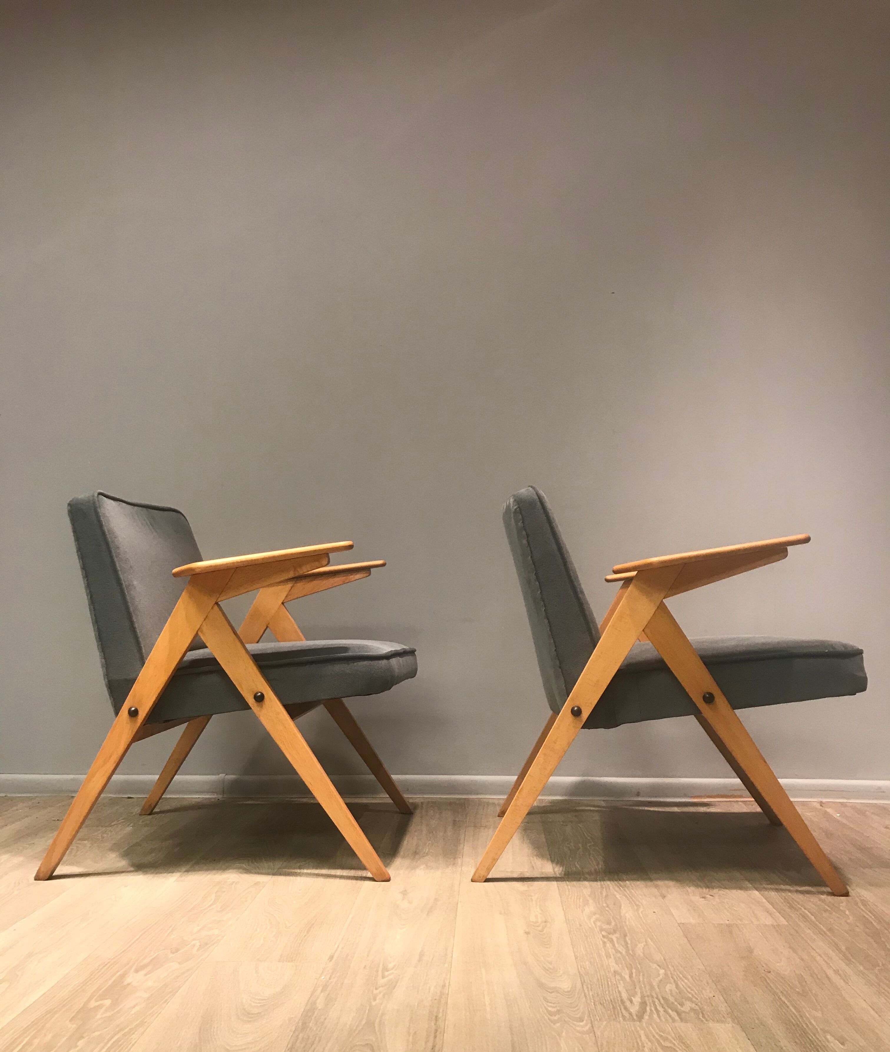 Pair of armchairs, type 300 177, designed by J. Chierowski, 1960s