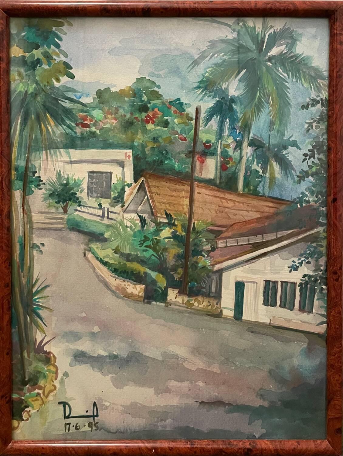 View of a palm-tree alley on an island, 20th century