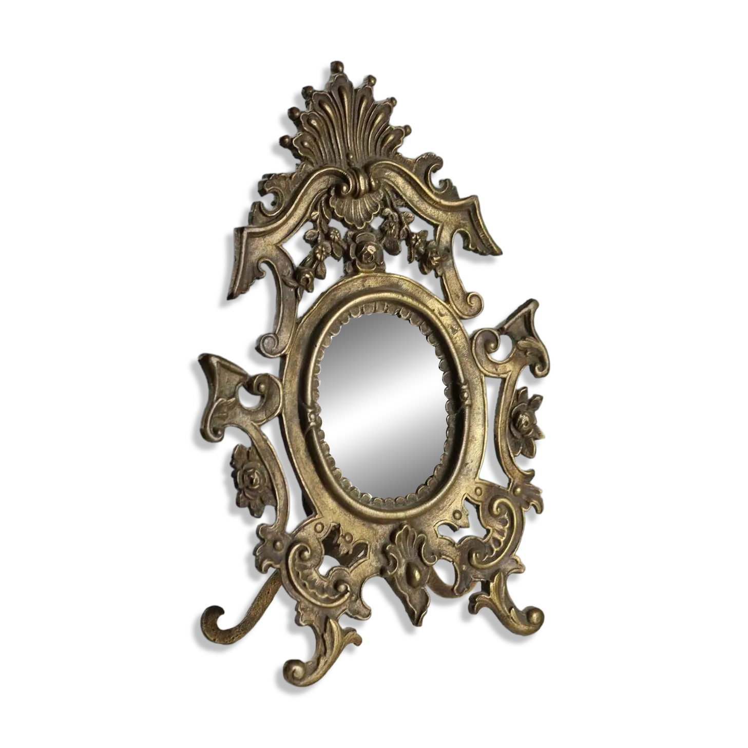 Antique table mirror in bronze, Italy, 19th-20th century
