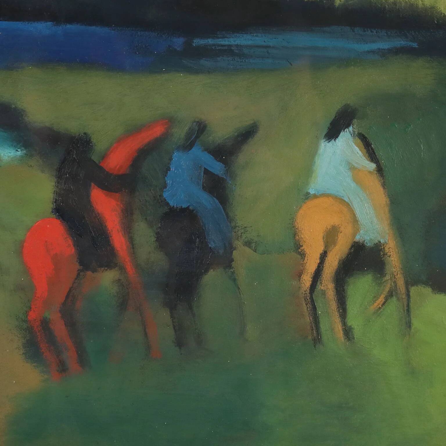 Modern painting signed by Gian Rodolfo D'Accardi "Ride in the Woods" 1955
