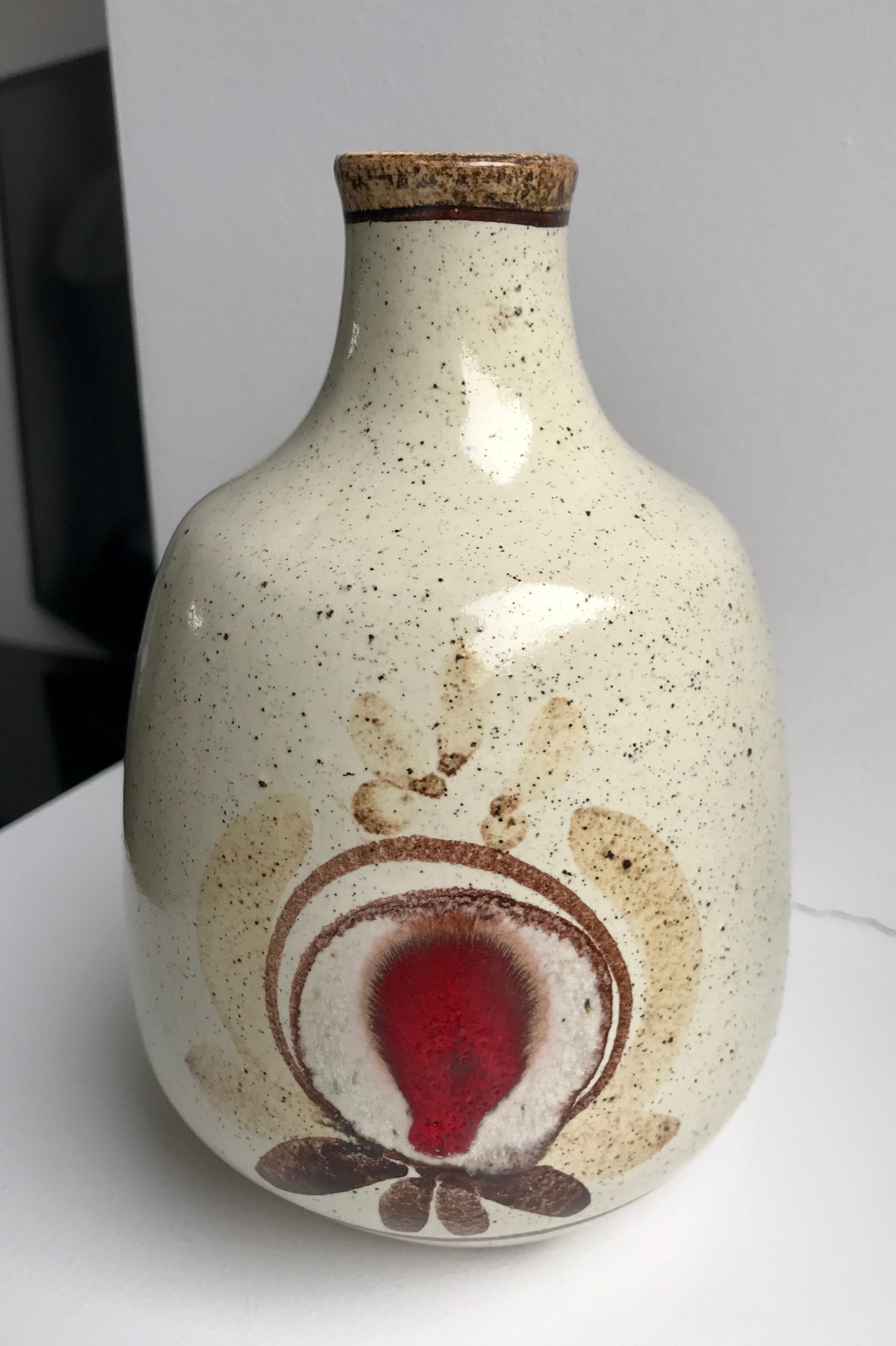 Vintage stoneware vase signed 60s-70s