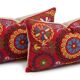 Set of 2 vintage embroidered cushion covers 41x84 cm