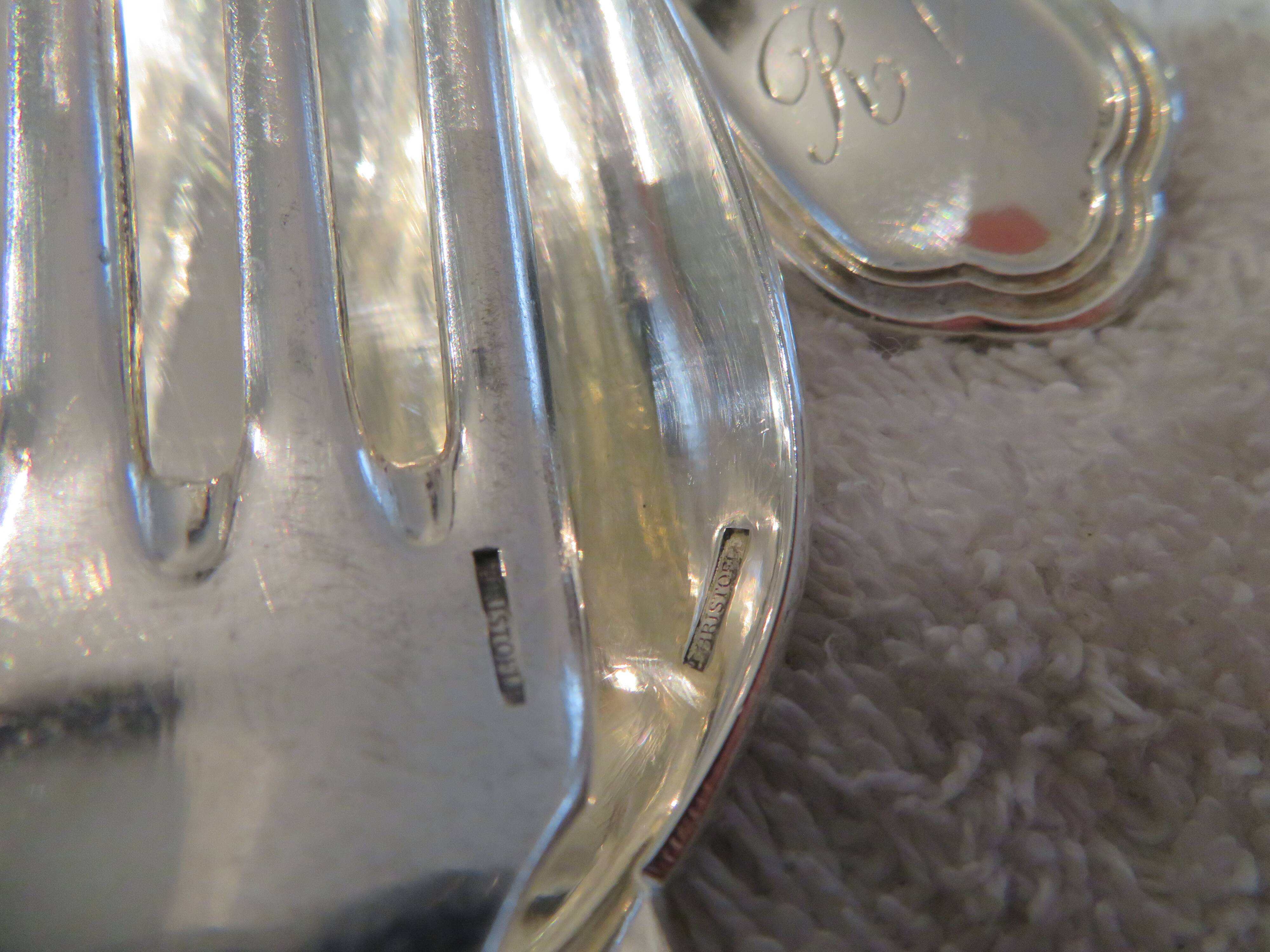 15 Christofle Spatours engraved RV 21.8cm table cutlery 30p early 20th century