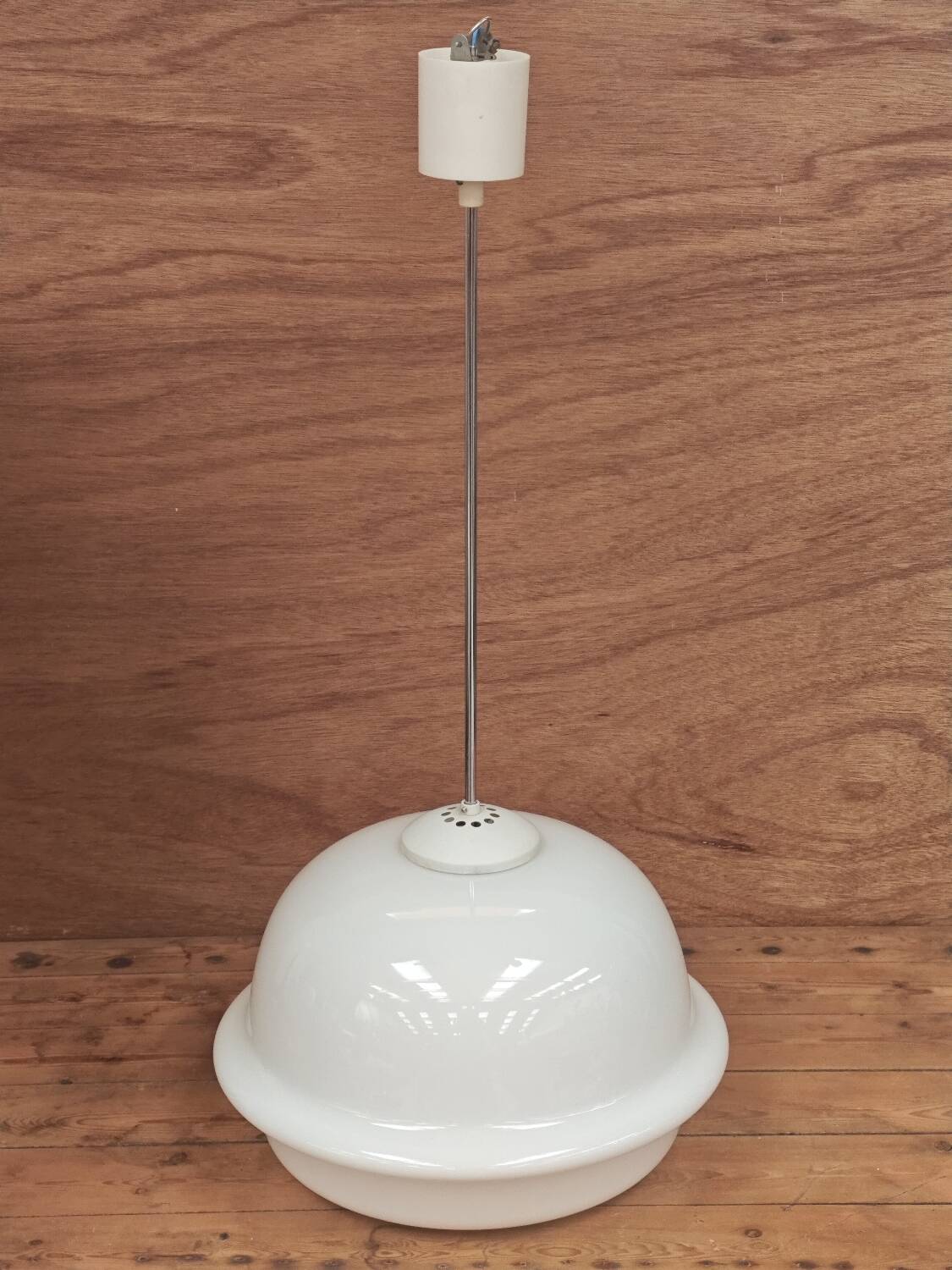 Suspension lamp "derby" in triplex opal glass – karel volf, osvě