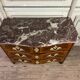 Louis XV chest of drawers in veneer and gilded bronze, Rance marble, 18th century