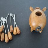 Vintage pig with wooden picks