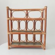 Étagère murale vintage en bambou et rotin années 70/80