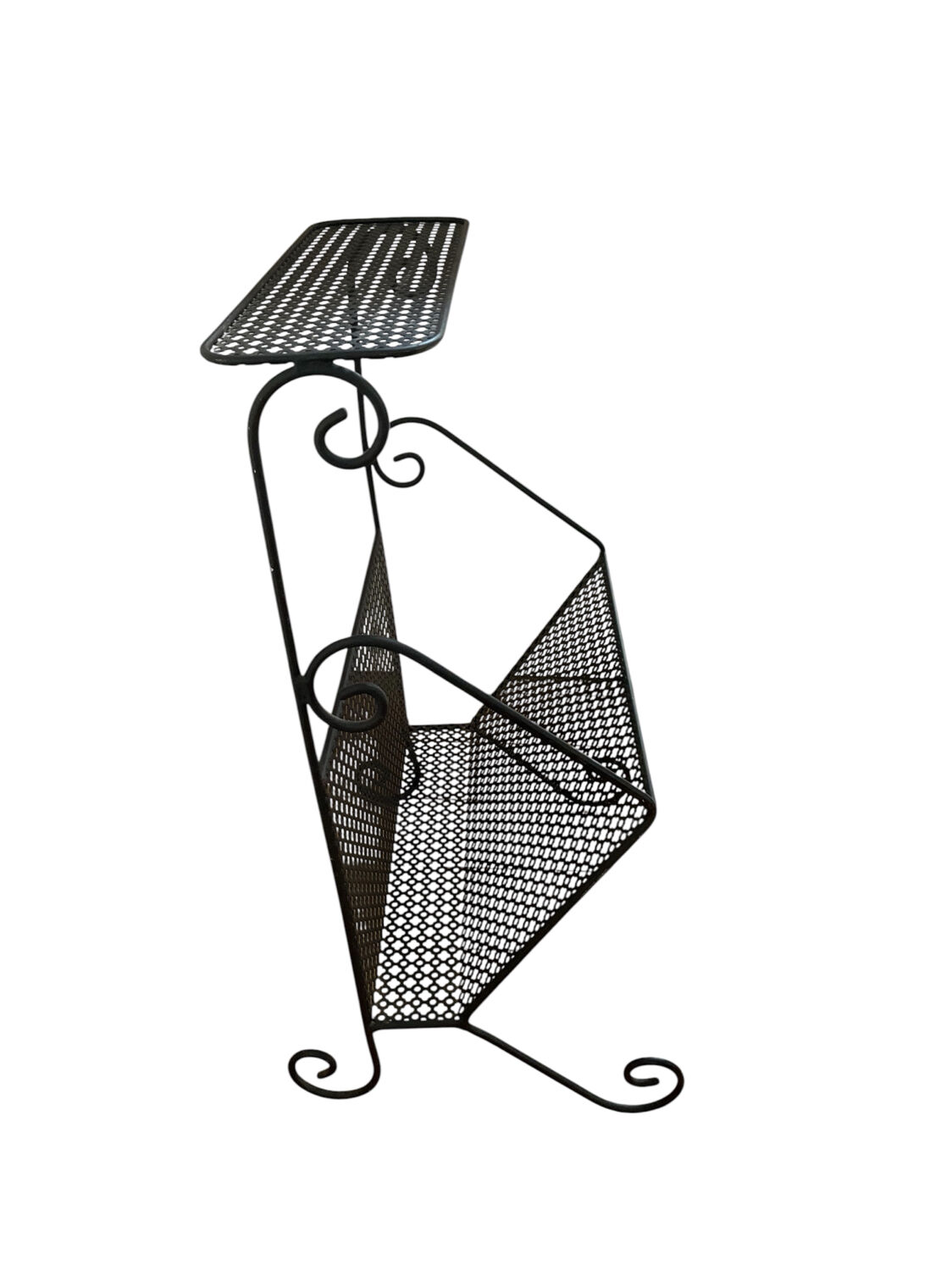 Black metal magazine rack