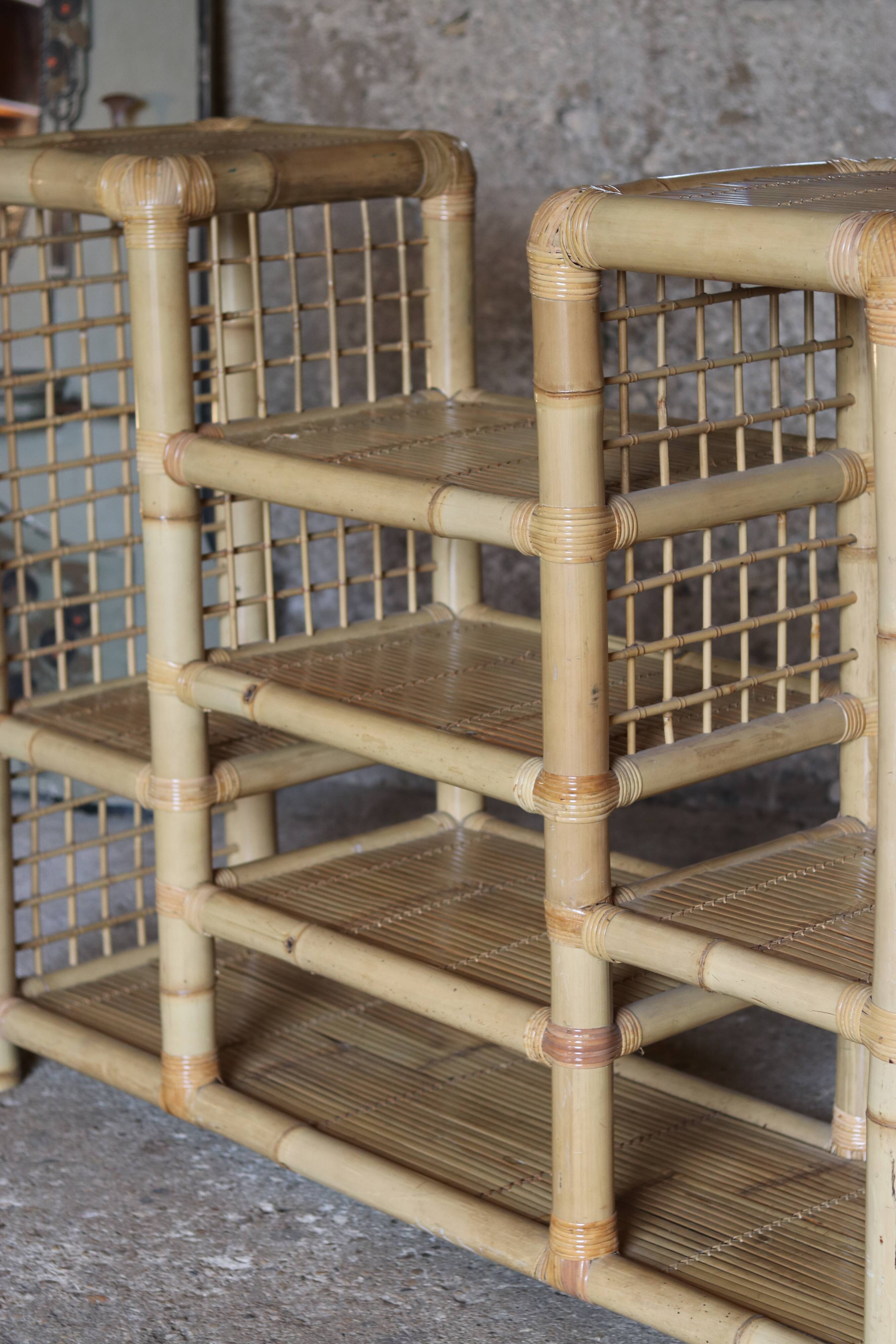Spectacular vintage bamboo shelf