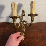 Pair of duo bronze wall lights