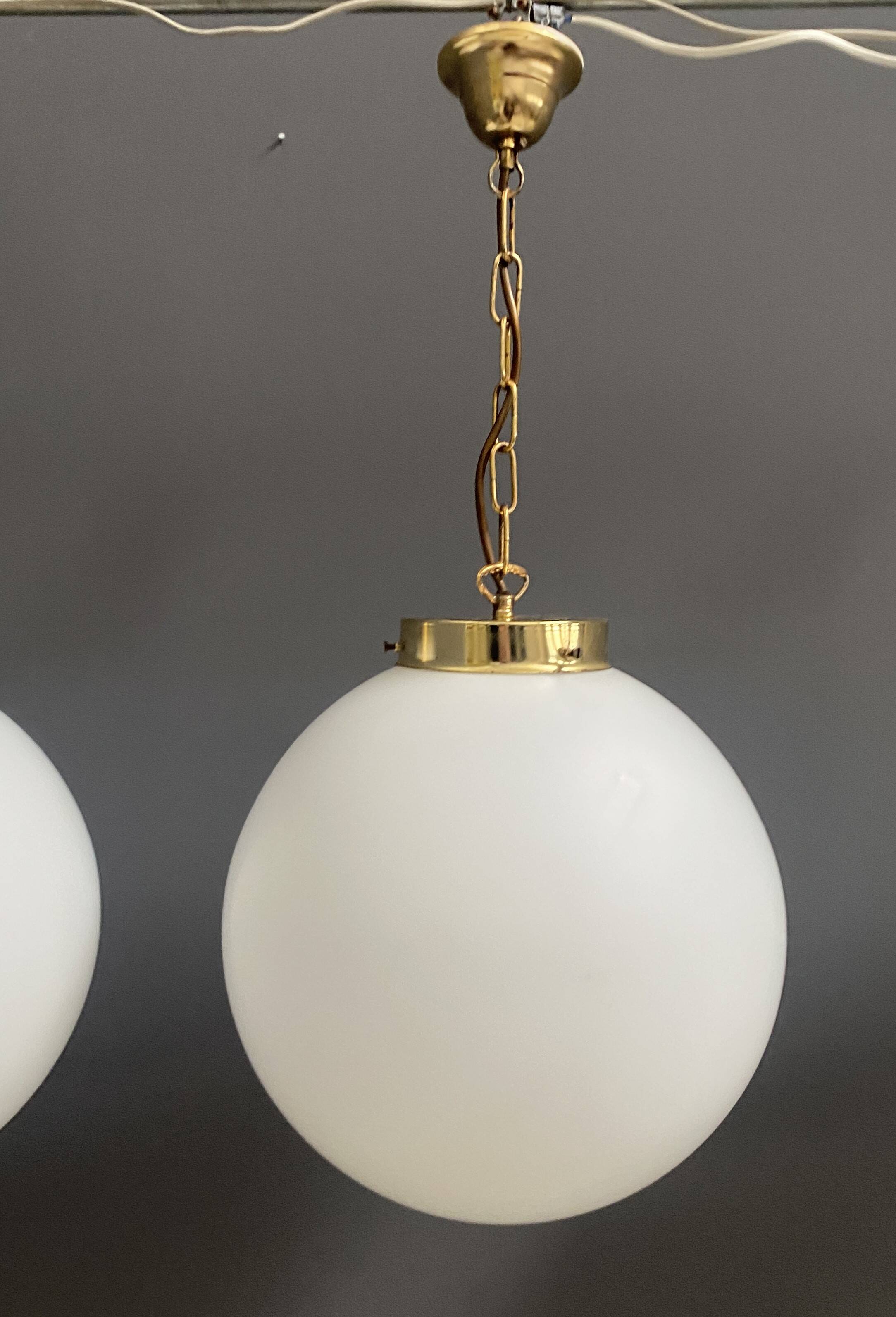 Sphere opal glass hanging lamp 1970s by Kamenicky Senov