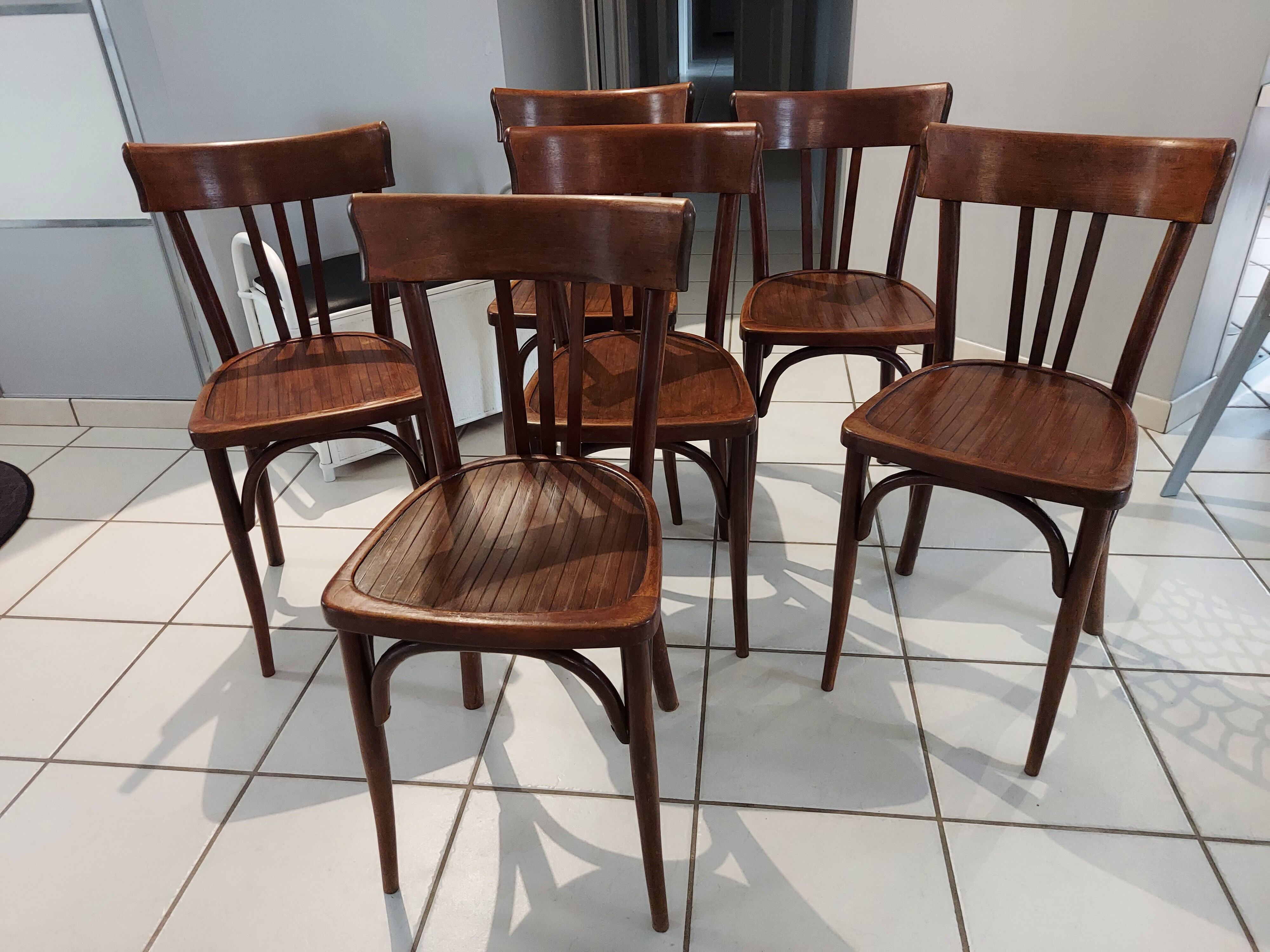 Suite of 6 baumann vintage bistrot chairs 1960s