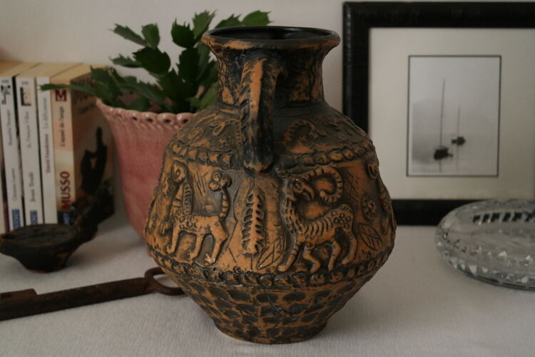 Vintage jug vase jasba bas reliefs fantastic animals