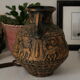 Vintage jasba vase jug with bas-reliefs of fantastic animals.