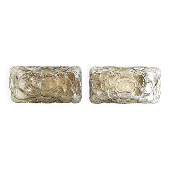 Pair glass rectangular ceiling wall flush mount lights