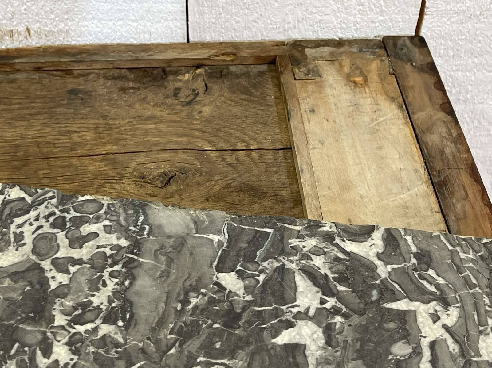 19th-century Empire commode in walnut with a grey St Anne marble top.